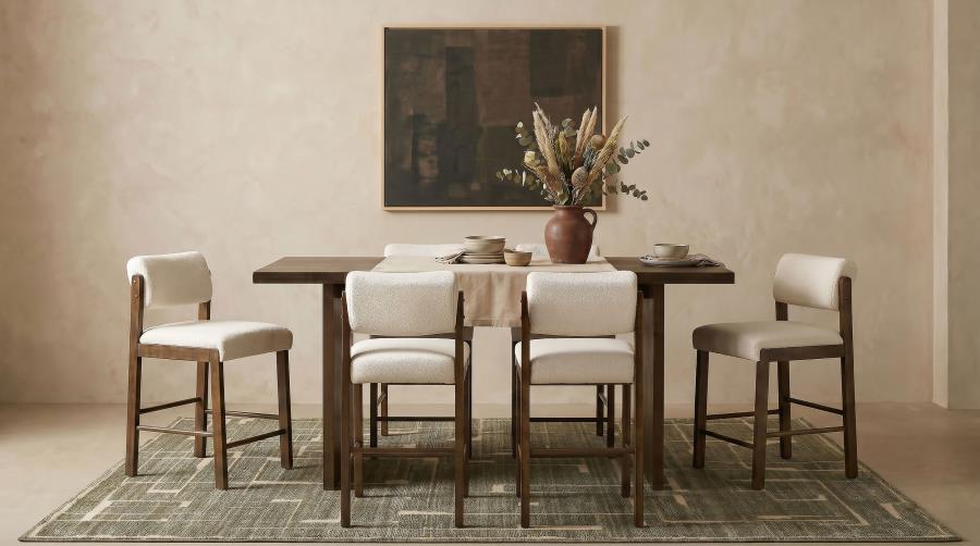 KEHOE UPHOLSTERED COUNTER HEIGHT CHAIR CREAM AND WALNUT (SET OF 2)