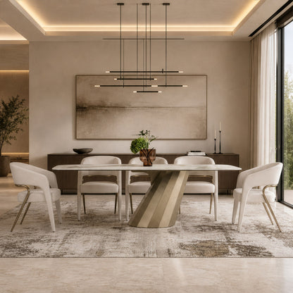 Vela - Modern Ceramic + Brass Dining Table