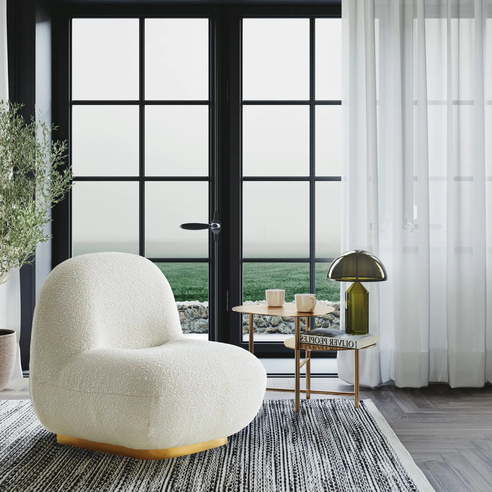 Lia Boucle Fabric Upholstered Accent Chair