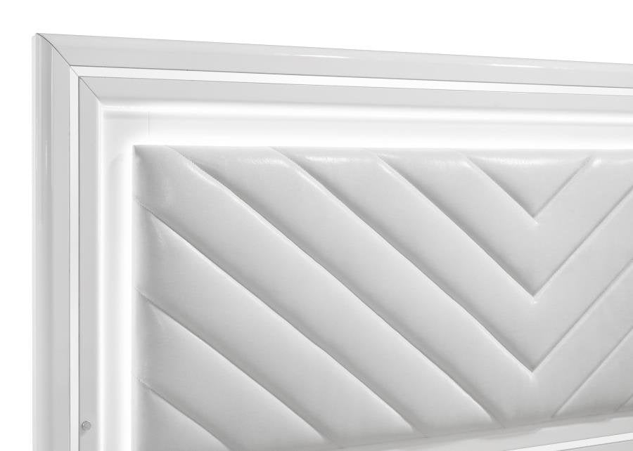 Cassia Eastern King LED Panel Bed White High Gloss