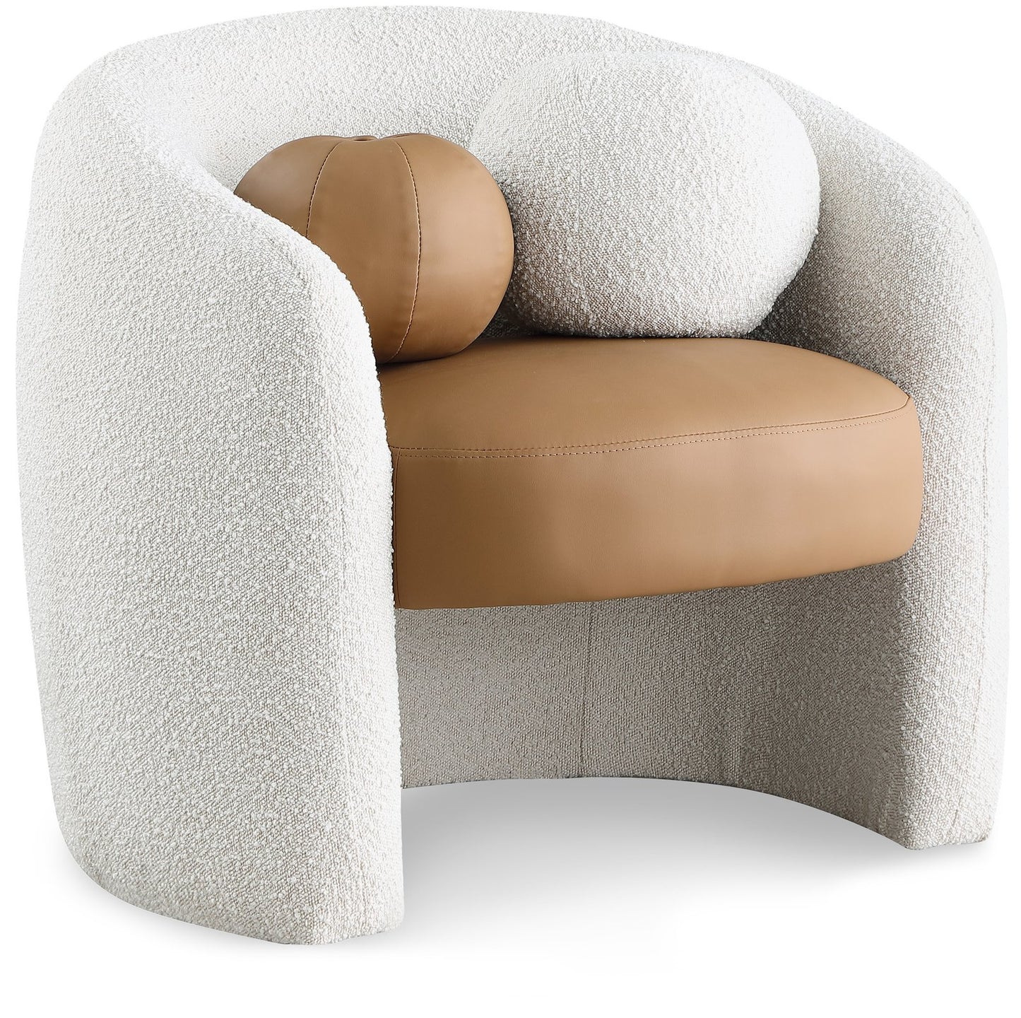 Acadia Boucle Fabric Upholstered and Vegan Leather Upholstered Accent Chair