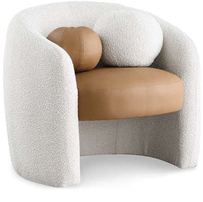 Acadia Boucle Fabric Upholstered and Vegan Leather Upholstered Accent Chair