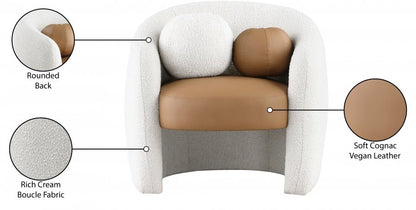Acadia Boucle Fabric Upholstered and Vegan Leather Upholstered Accent Chair