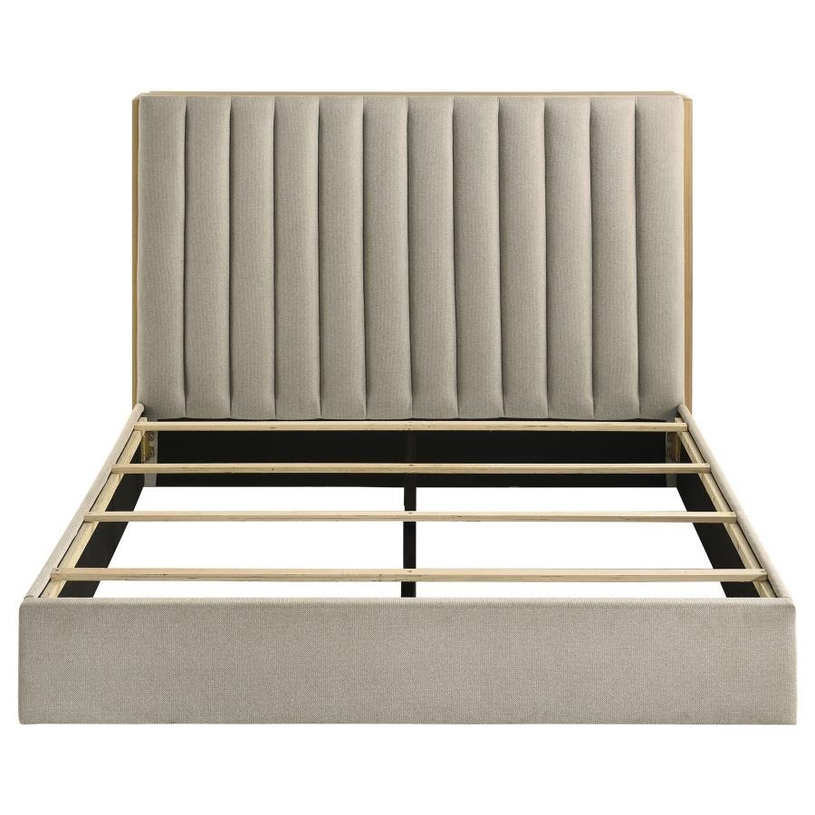Arielle Queen Bookcase Panel Storage Bed Light Oak