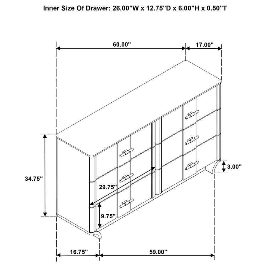 Leanne 6-Drawer Sinter Stone Top Dresser – Light Oak