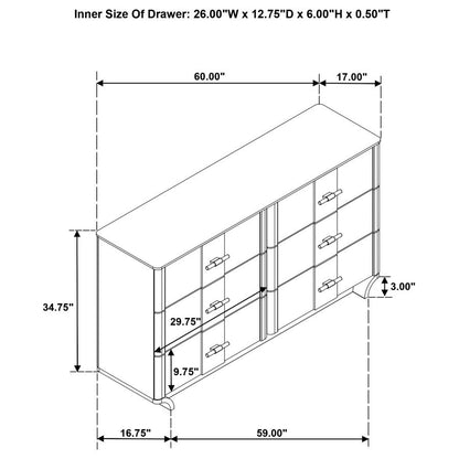 Leanne 6-Drawer Sinter Stone Top Dresser – Light Oak