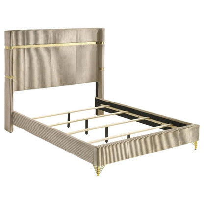 Lucia 4-piece Bedroom Set with Upholstered Queen Wingback Panel Bed Beige