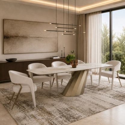 Vela - Modern Ceramic + Brass Dining Table