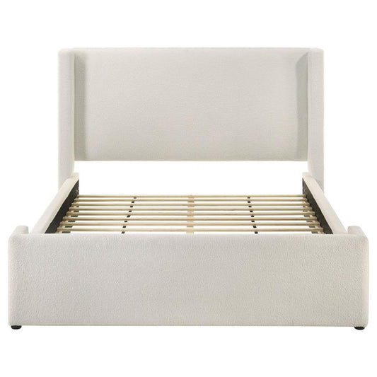 Alamosa Boucle Upholstered Queen Wingback Bed White