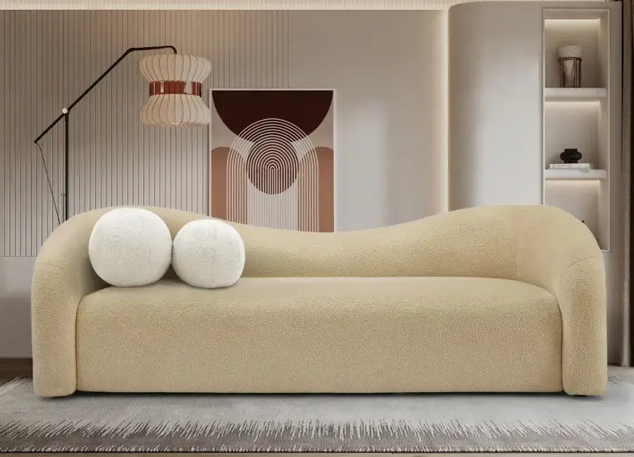 cali 86" Faux Shearling Teddy Fabric Upholstered Sofa