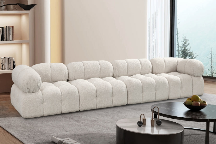 Ames 136" Boucle Fabric Upholstered 4pc. Modular Sofa