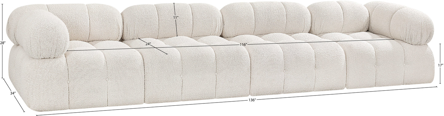 Ames 136" Boucle Fabric Upholstered 4pc. Modular Sofa