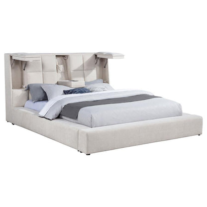 Dreux Upholstered Queen Panel Platform Bed Cream