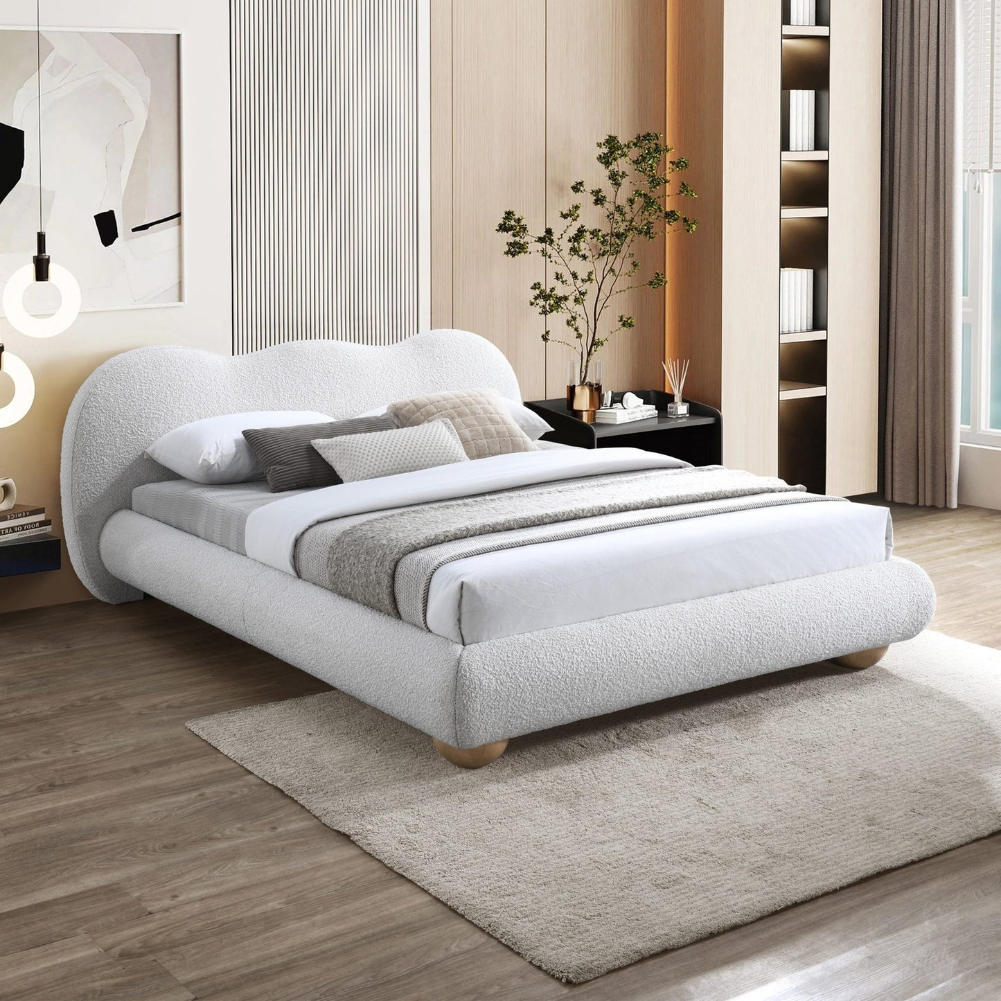 Hyde Boucle Fabric Upholstered Bed