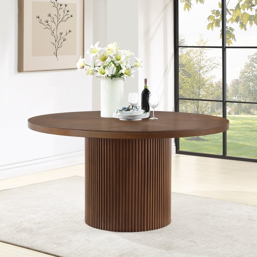 Belinda 59" Solid Wood And Oak Veneer Dining Table