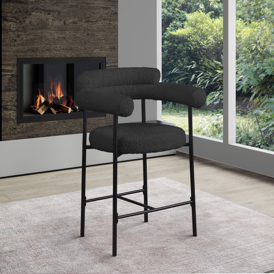 Blake Boucle Fabric Upholstered Counter Stool