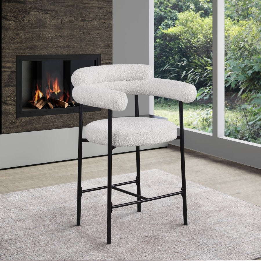Blake Boucle Fabric Upholstered Counter Stool