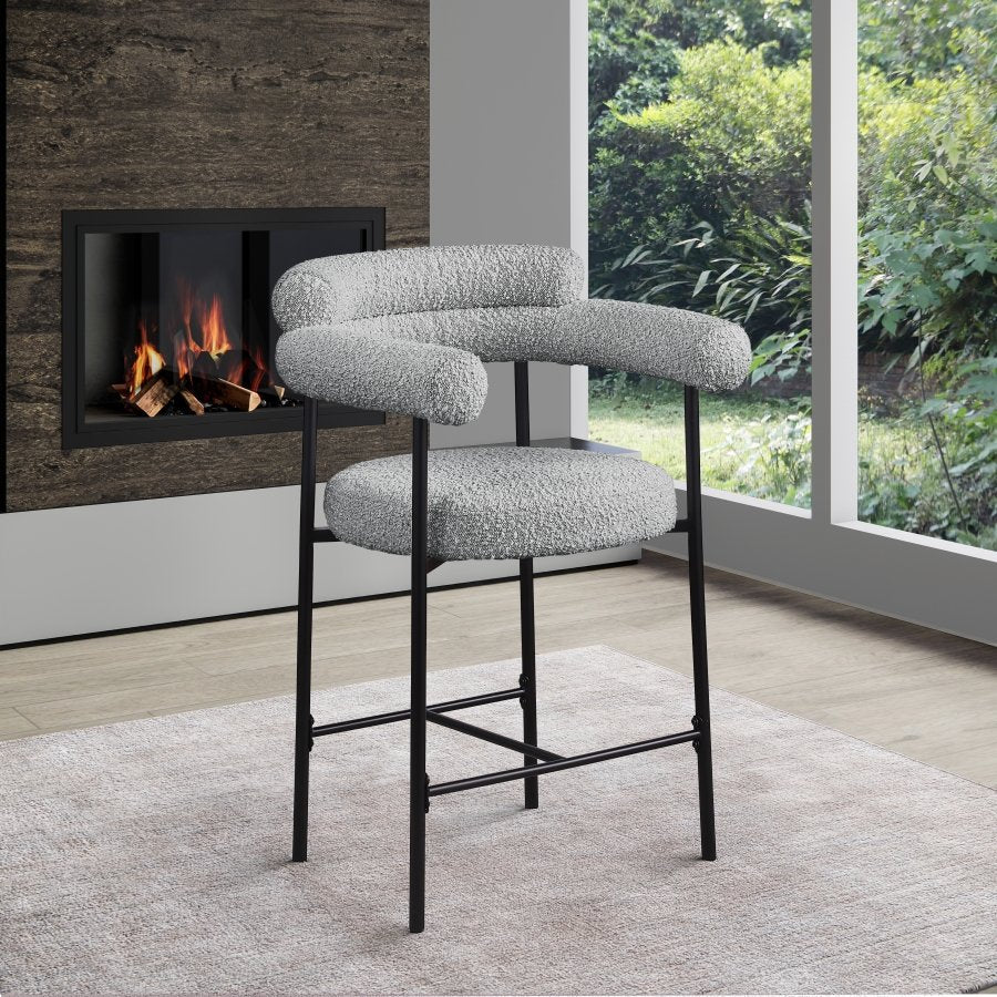 Blake Boucle Fabric Upholstered Counter Stool