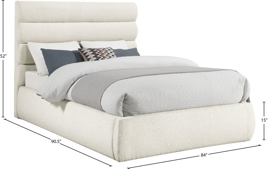 Adam Boucle Fabric Upholstered Bed. King Size.