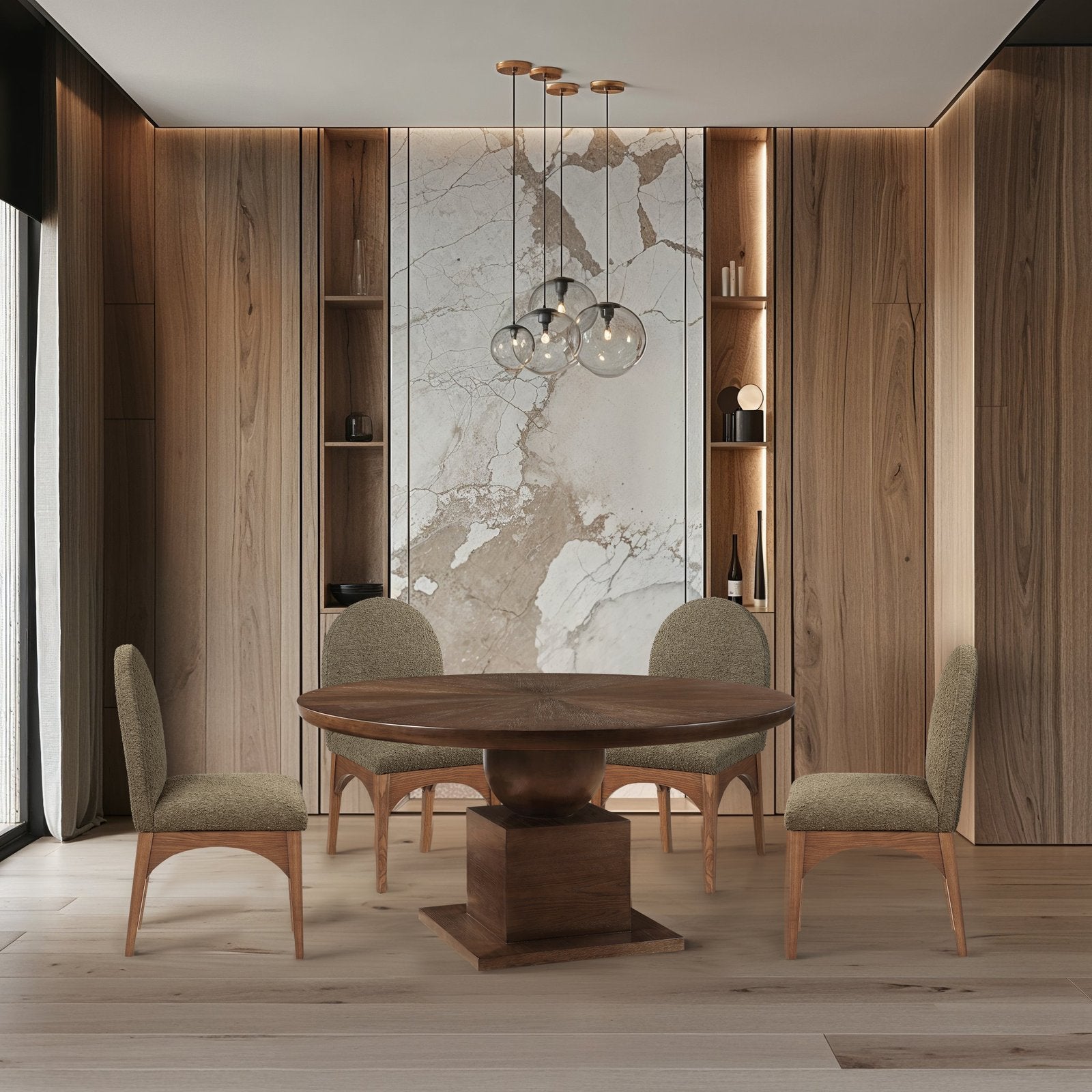 Rishal 60" Solid Wood And Oak Veneer Dining Table