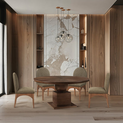 Rishal 60" Solid Wood And Oak Veneer Dining Table