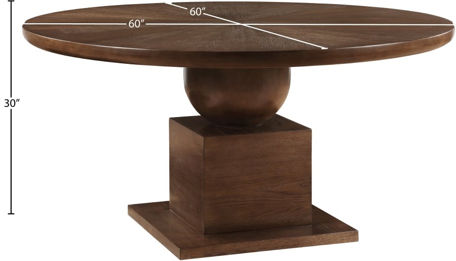 Rishal 60" Solid Wood And Oak Veneer Dining Table