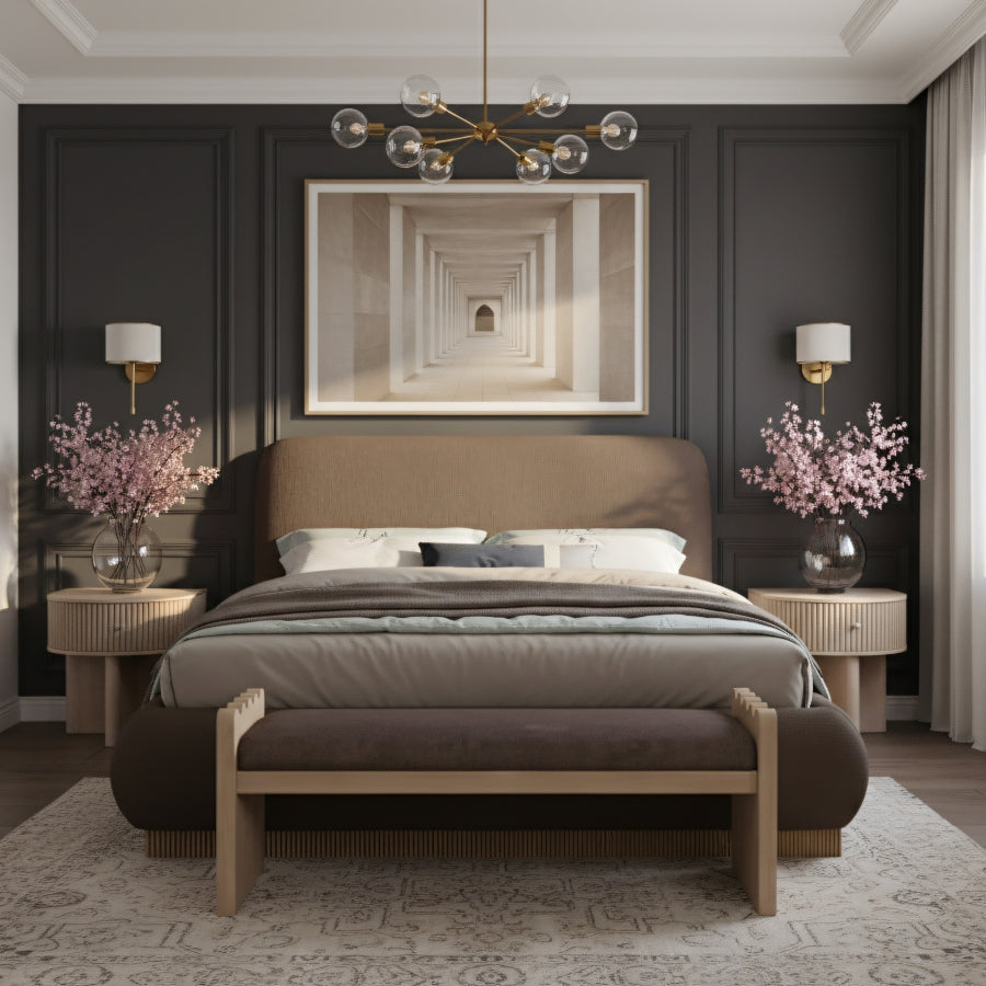 Rigby Linen Textured Fabric Upholstered Bed