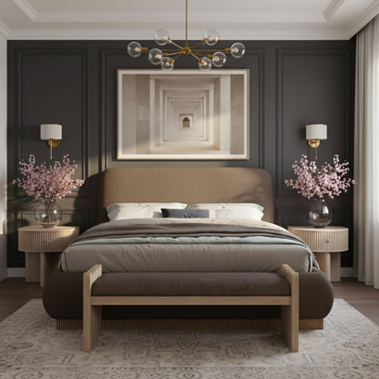 Rigby Linen Textured Fabric Upholstered Bed