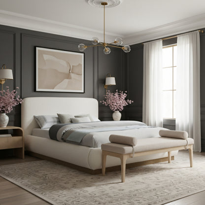 Rigby Linen Textured Fabric Upholstered Bed