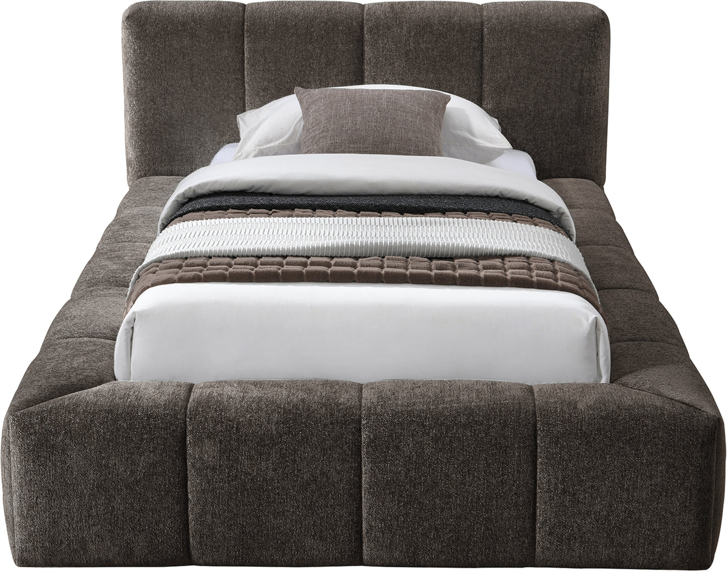 Carlin Chenille Fabric Upholstered Bed Queen
