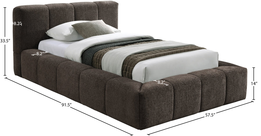 Carlin Chenille Fabric Upholstered Bed Queen