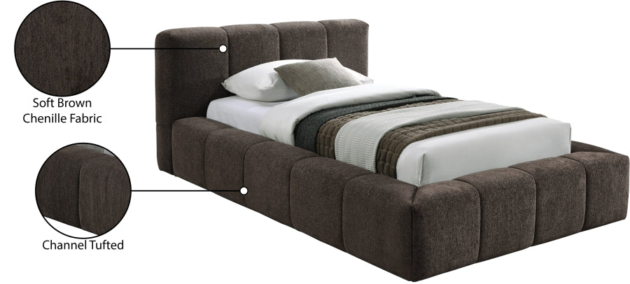 Carlin Chenille Fabric Upholstered Bed Queen