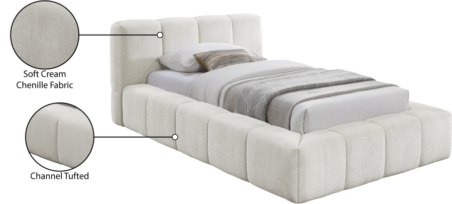 Carlin Chenille Fabric Upholstered Bed Queen
