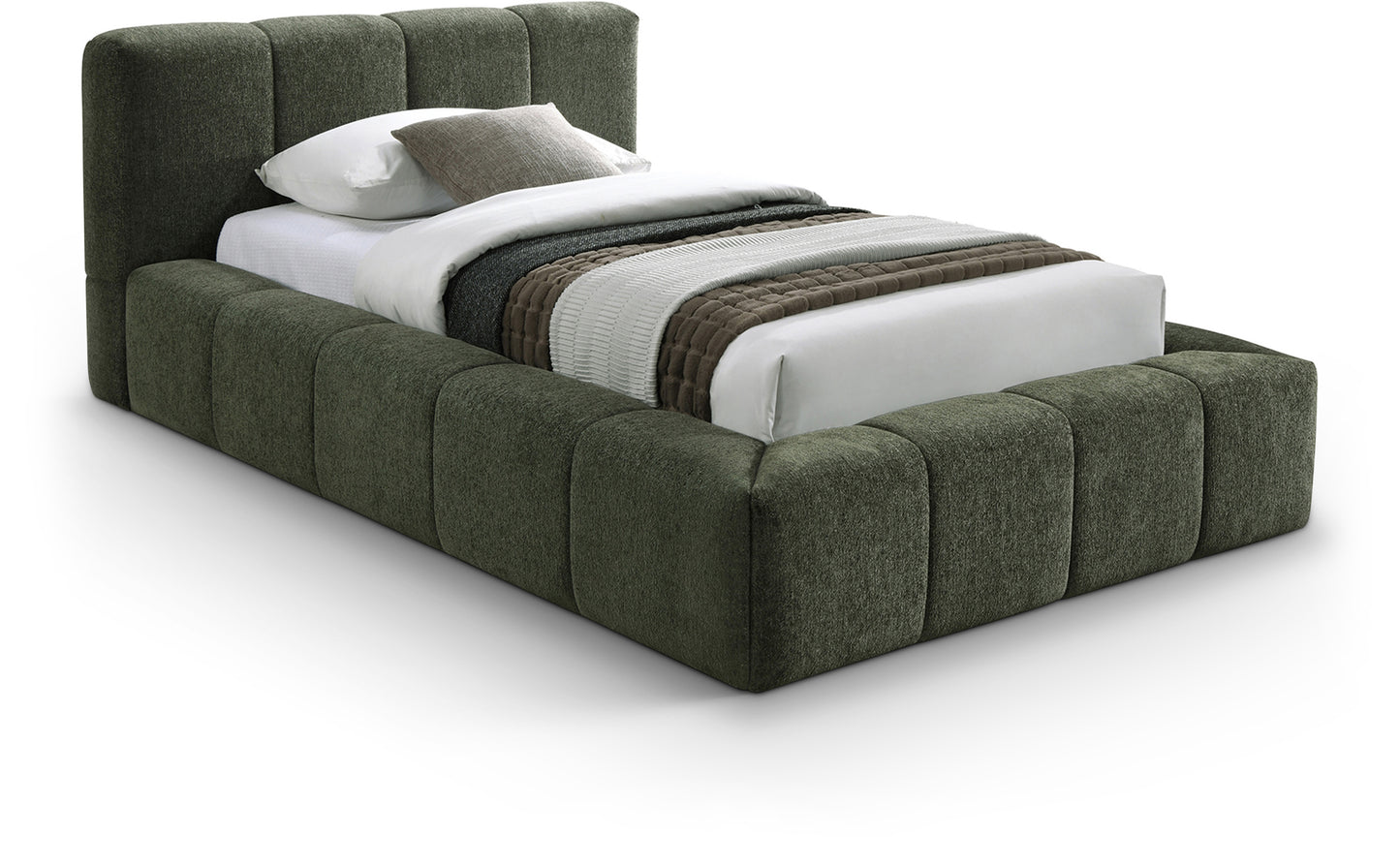 Carlin Chenille Fabric Upholstered Bed king size