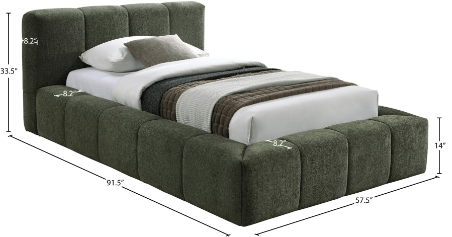 Carlin Chenille Fabric Upholstered Bed Queen