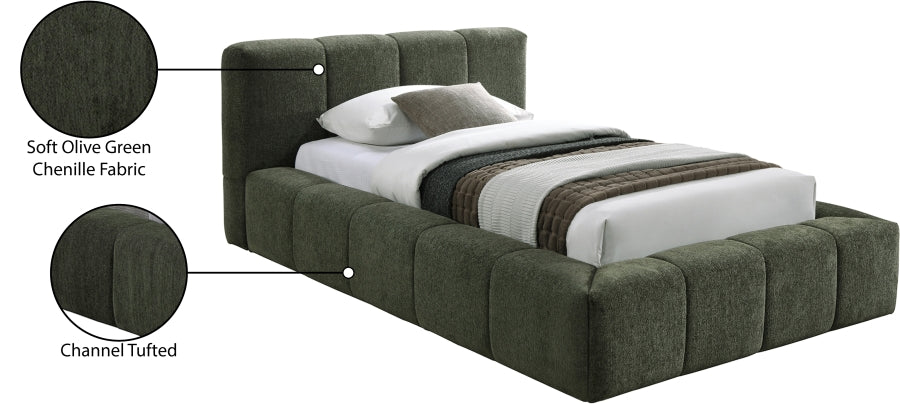 Carlin Chenille Fabric Upholstered Bed Queen