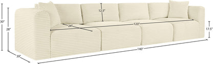 Shaggy 140" Corduroy Performance Fabric Upholstered Upholstered Modular Sofa