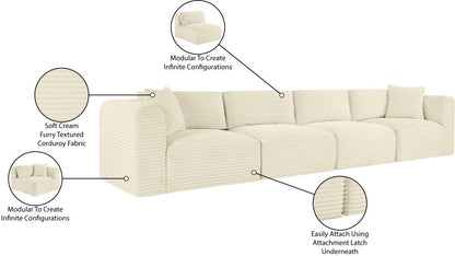 Shaggy 140" Corduroy Performance Fabric Upholstered Upholstered Modular Sofa