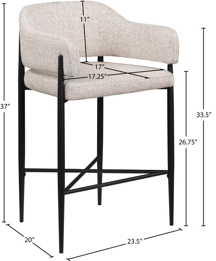 Dame Fabric Upholstered Counter Stool