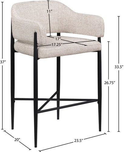Dame Fabric Upholstered Counter Stool
