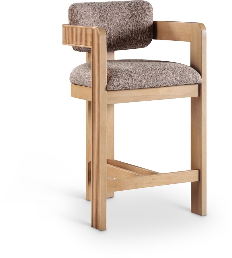 Sacha Linen Textured Fabric Upholstered Counter Stool