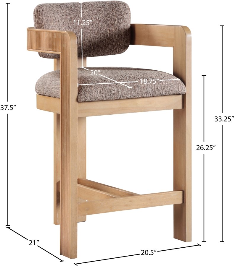 Sacha Linen Textured Fabric Upholstered Counter Stool