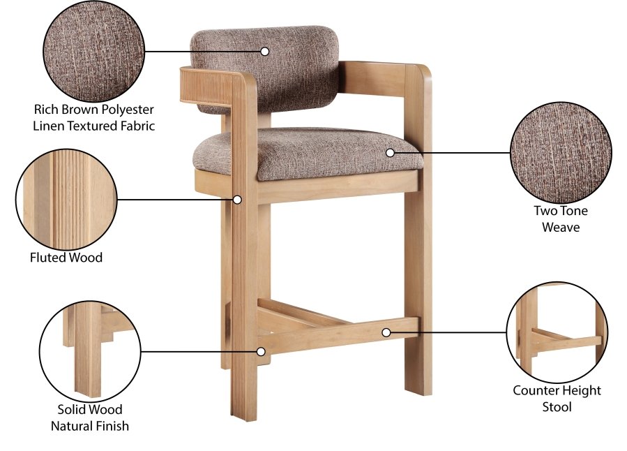 Sacha Linen Textured Fabric Upholstered Counter Stool