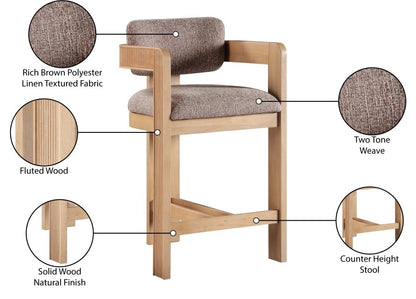 Sacha Linen Textured Fabric Upholstered Counter Stool