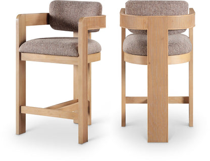 Sacha Linen Textured Fabric Upholstered Counter Stool