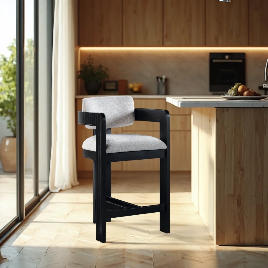 Sacha Linen Textured Fabric Upholstered Counter Stool