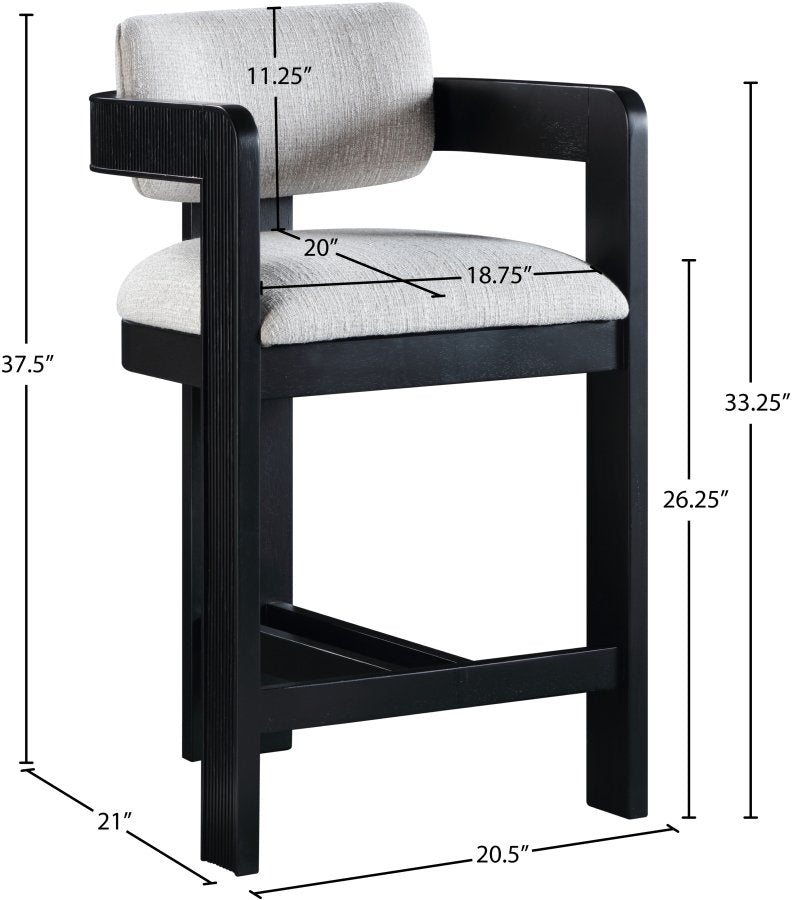 Sacha Linen Textured Fabric Upholstered Counter Stool