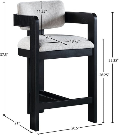 Sacha Linen Textured Fabric Upholstered Counter Stool