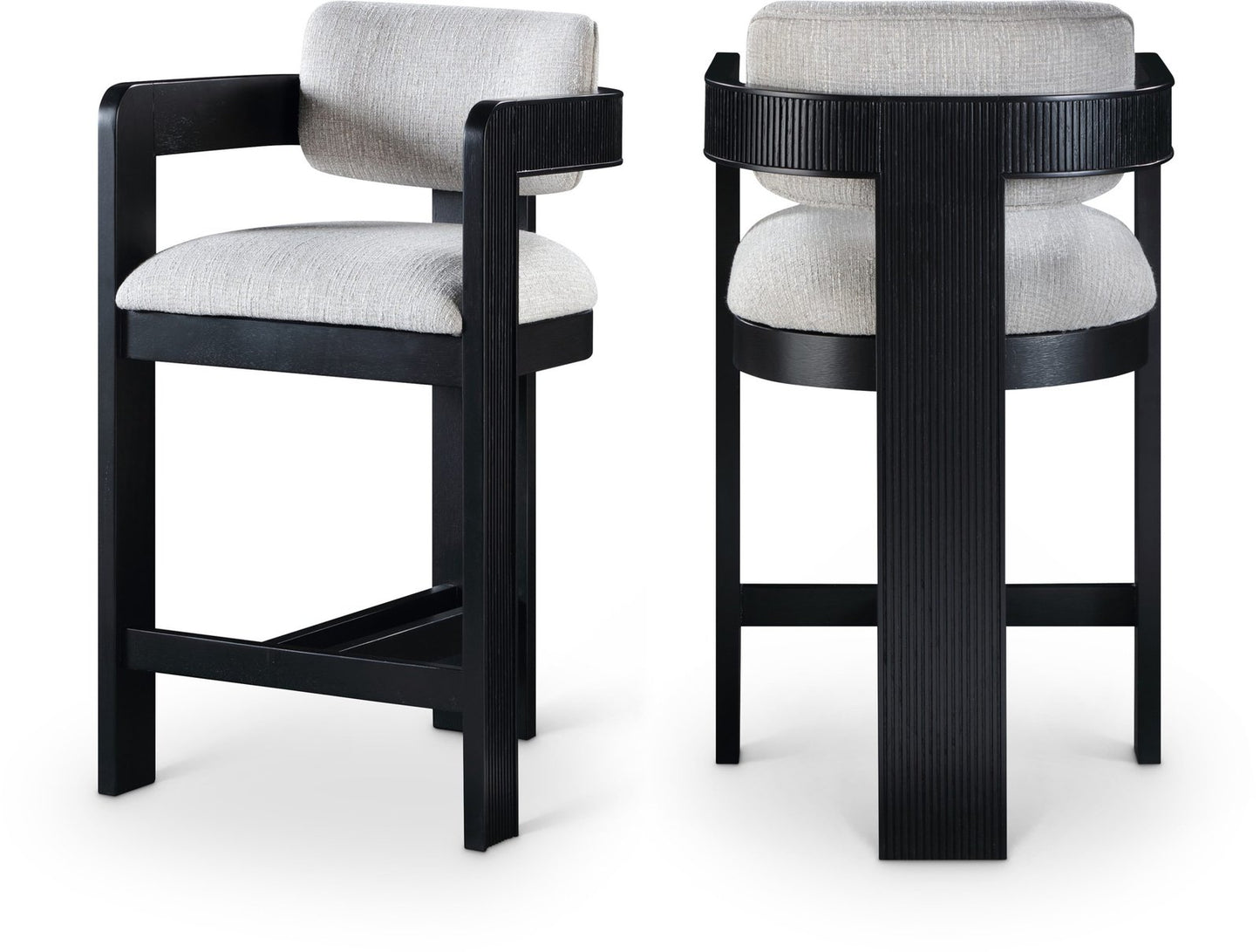 Sacha Linen Textured Fabric Upholstered Counter Stool