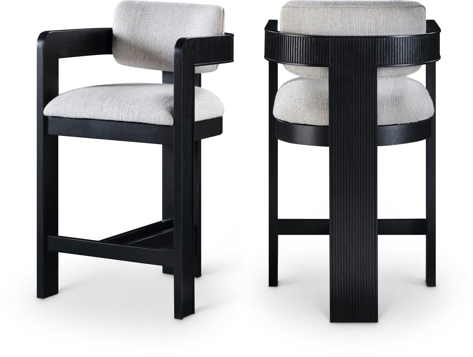 Sacha Linen Textured Fabric Upholstered Counter Stool